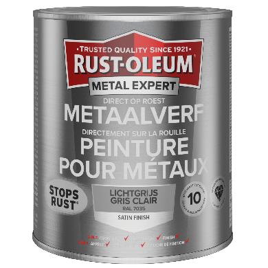 Peinture pour métaux Rust-Oleum Metal Expert Direct sur rouille 750ml - RAL  7035 Satiné - CROP