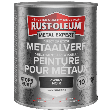 Rust-Oleum Metal Expert Direct Op Roest Hamerslag Verf Zwart 750ml