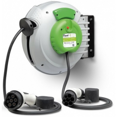 Dévidoir câble recharge 4+1 m pour véhicule électrique - MAVEL - 230 Volts