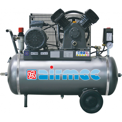 AIRMEC KP050400M Verrijdbare Oliegesmeerde zuigercompressor 400 ltr/min - 3 pk