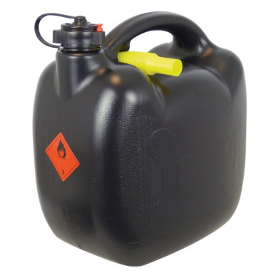 Benzinekan met schenktuit - Zwart kunststof - 5 & 10 liter