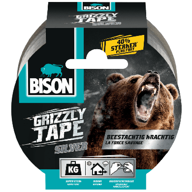 Bison Grizzly Tape Zilver Rol - 10 meter