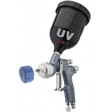 DEVILBISS PRi PRO LITE UV Gravity Feed primer Spraygun with black cup and lid for UV paint