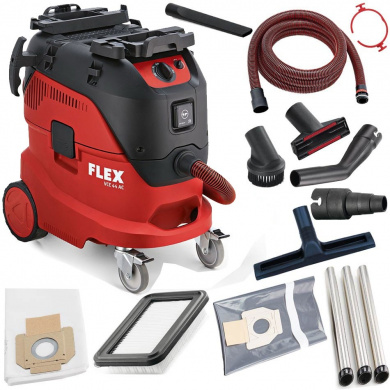 FLEX VCE 44 M AC-KIT Safety Vacuum Cleaner 1400 Watt with 42 litre container and automatic filter cleaning system with accessories Dust Class M