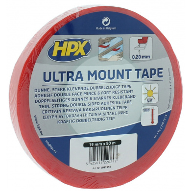 HPX Ultra Dun Dubbelzijdig Tape TRANSPARANT 19mm - 50 meter