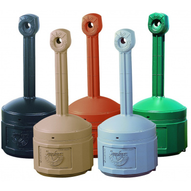 JUSTRITE cigarette butt receptacle, polyethylene with galvanized steel pail