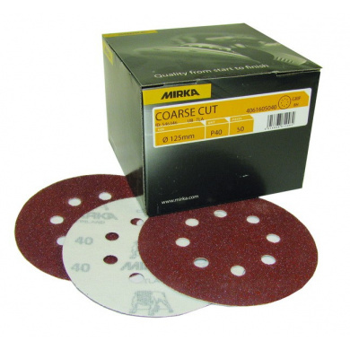 MIRKA Coarse Cut Sanding Discs with 8 holes - 125mm, 50 pieces