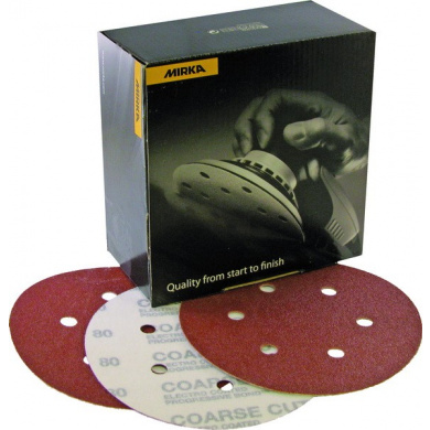 MIRKA Coarse Cut Sanding Discs with 6 Holes - 150mm, 50 pieces