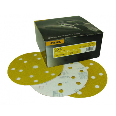 MIRKA GOLD Sanding Discs with 15 Holes - 150mm, 100 pieces