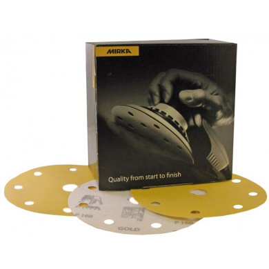 MIRKA GOLD Sanding Discs with 9 Holes - 200mm, 50 pieces