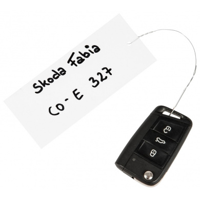 Étiquettes de clés de voiture en PVC blanc avec fil - 200 pièces
