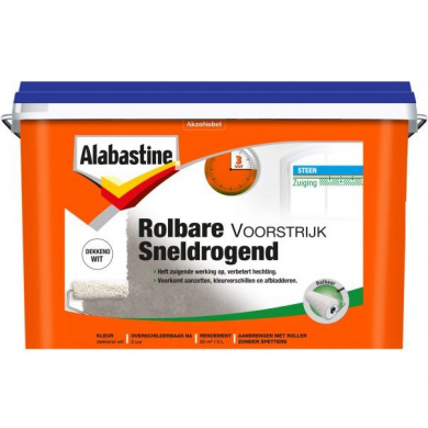 Alabastine Rolbare Voorstrijk Sneldrogend Dekkend Wit 5 liter