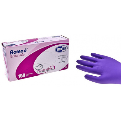 Romed Guantes de Nitrilo Morados Extrafuertes - 100 unidades