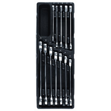 RONIN 25.220.012 Ring Spanner Ratchet Set - 12 pieces, inlay