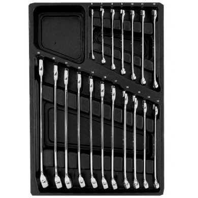 RONIN 25.210.018 Ring Spanner and Socket Wrench Set - 18 pieces, inlay