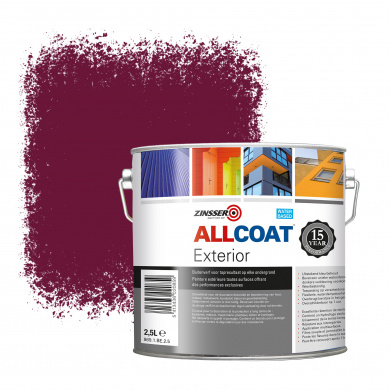 Zinsser Allcoat Exterior Wall Paint RAL 4004 Wijnheiderood - 2,5 liter