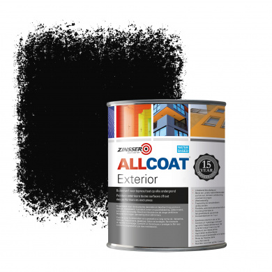 Zinsser Allcoat Peinture murale extérieure RAL 9005 Noir foncé - 1 litre