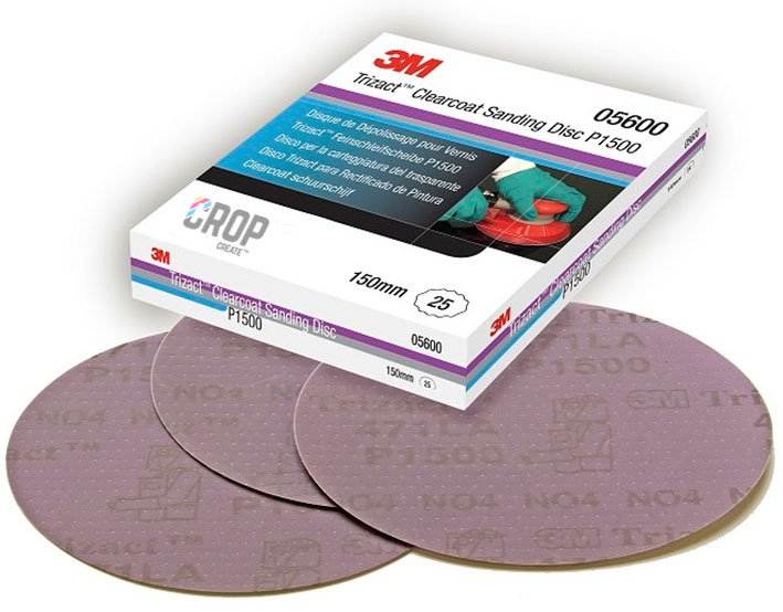 3M-2088 6 in 25/Box 3M 02088 P1500 Trizact Hookit Clear Coat Sanding Disc, 