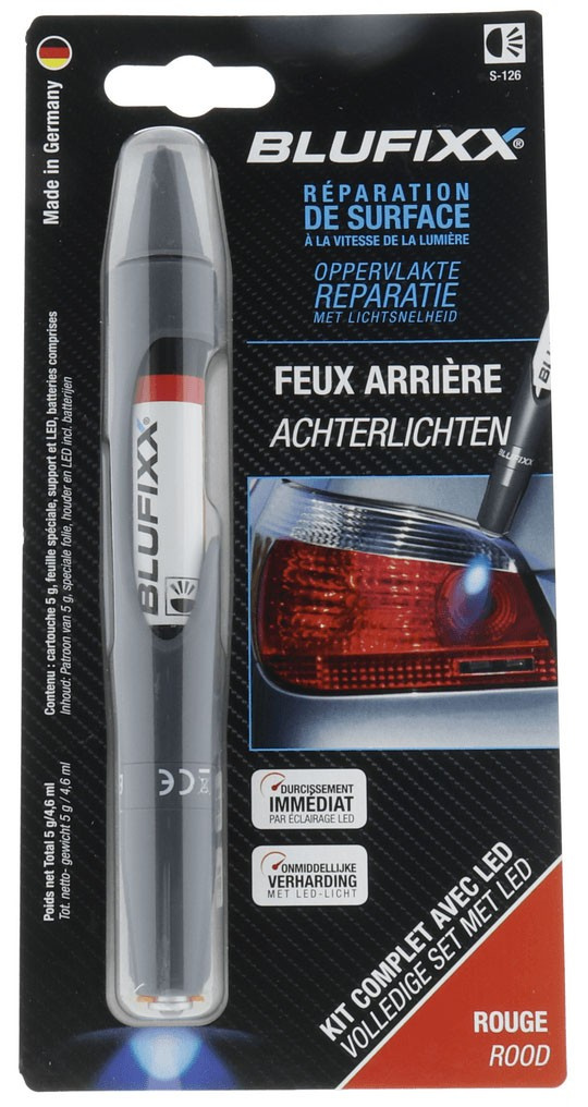 BLUFIXX Rücklichter Rot UV Repararturkleber + Blaulicht LED - CROP