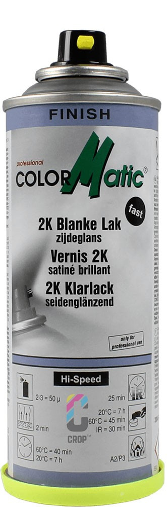 Colormatic 2K Blanke Lak Zijdeglans in Spuitbus 200ml - Levering - CROP