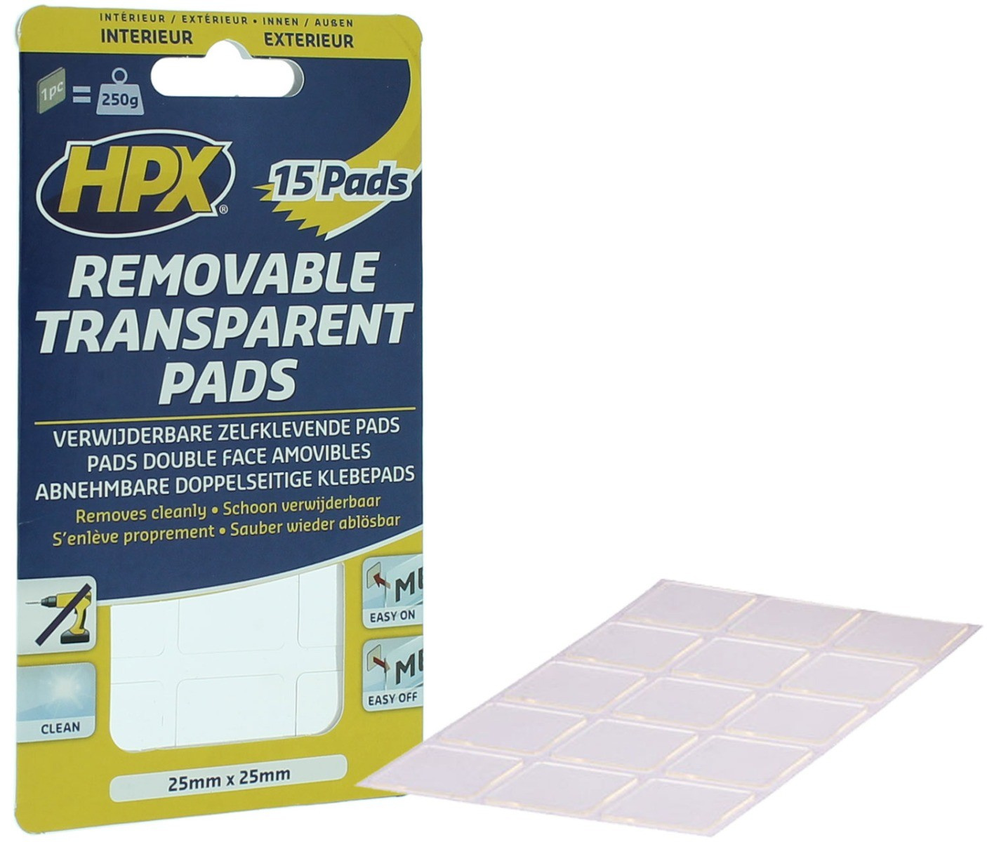 HPX Double-Sided Tape Pads TRANSPARANT 25mm x 25mm - CROP