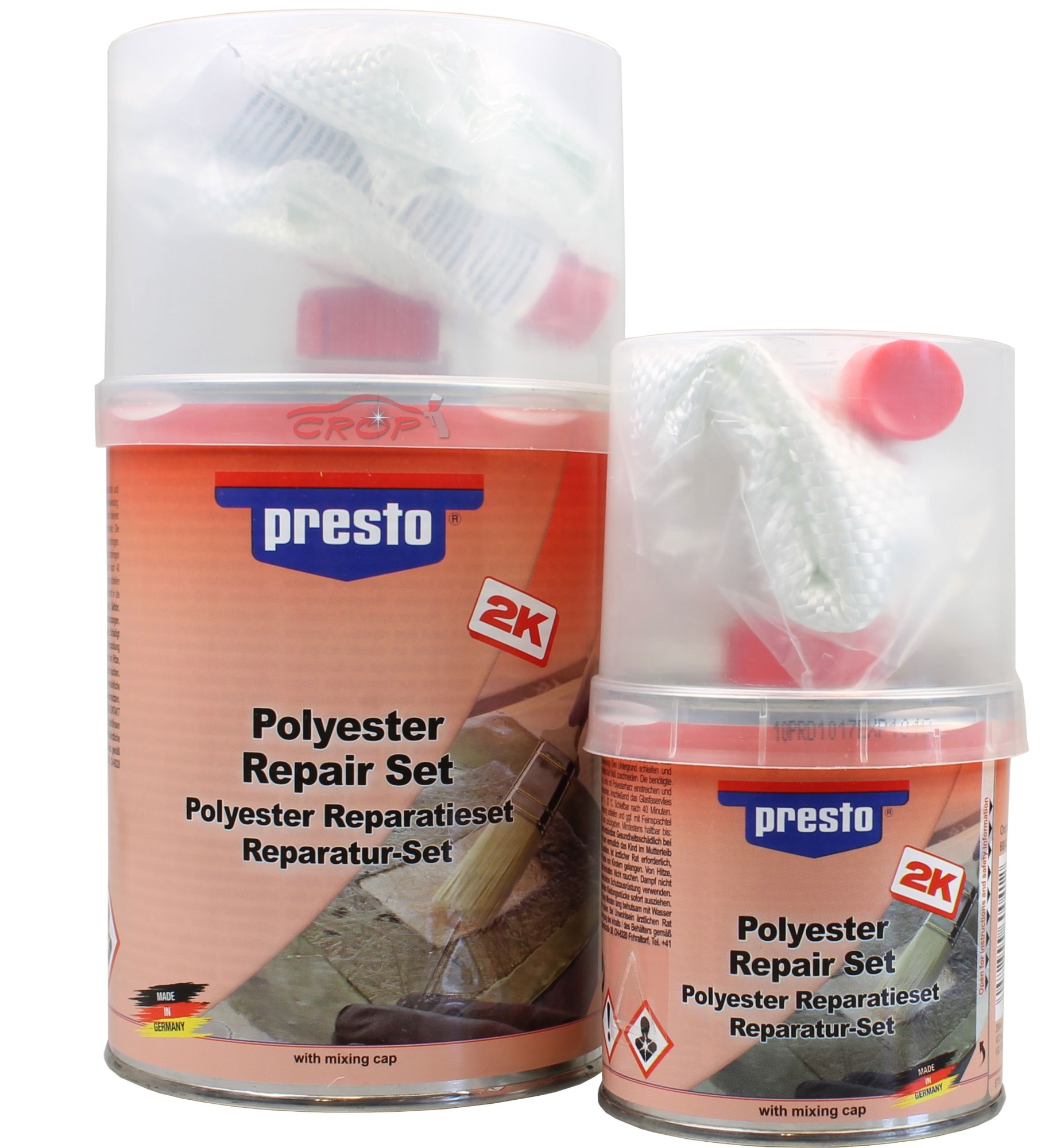 PRESTO Polyester Reparatur Set mit Glasfasermatte - CROP