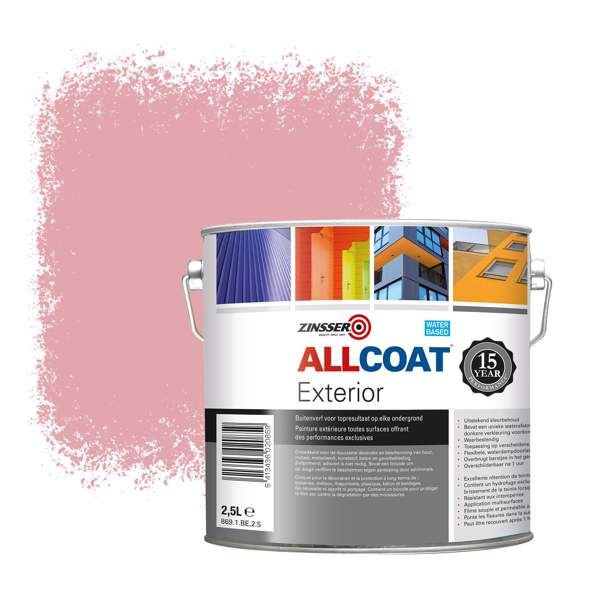 Zinsser Allcoat Exterior Wall Paint RAL 3015 Light pink - 2,5 liter