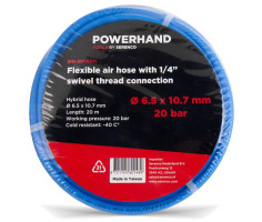 POWERHAND Flexibele Luchtslang 6,5 x 10,7mm + 1/4" Schroefdraadaansluiting - 20 meter