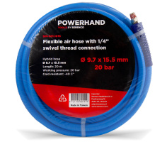 POWERHAND Flexibele Luchtslang 9,7 x 15,5mm + 1/4" Schroefdraadaansluiting - 20 meter