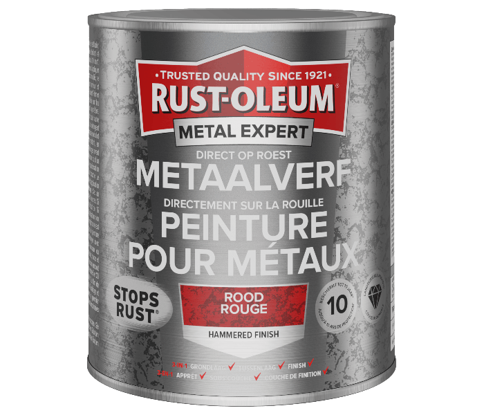 Rust-Oleum Metal Expert Direct Op Roest Hamerslag Verf Rood 750ml