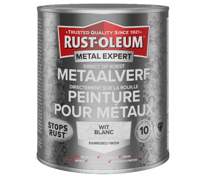 Rust-Oleum Metal Expert Direct Op Roest Hamerslag Verf Wit 750ml