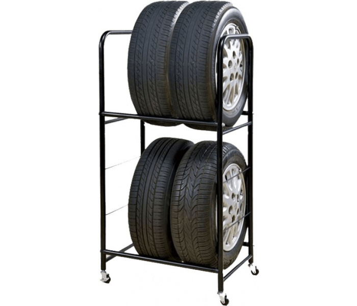 mobile tire rack on 4 wheels 2 tier