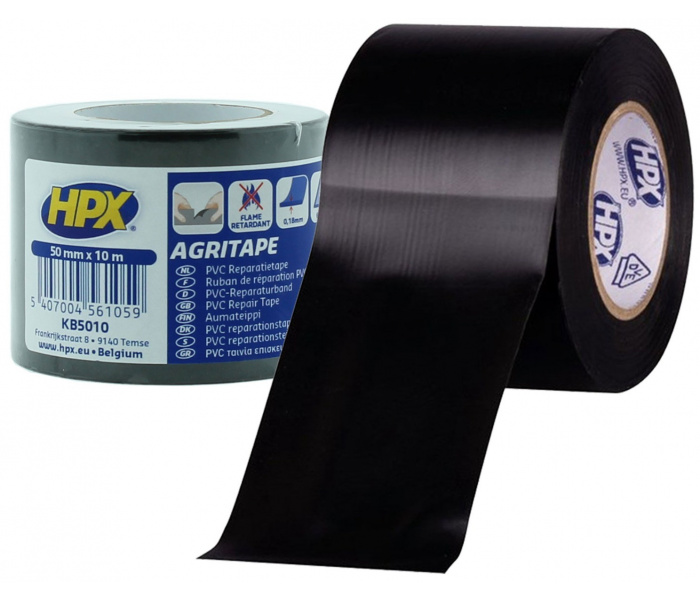 HPX PVC tape ZWART 50mm - 10 meter