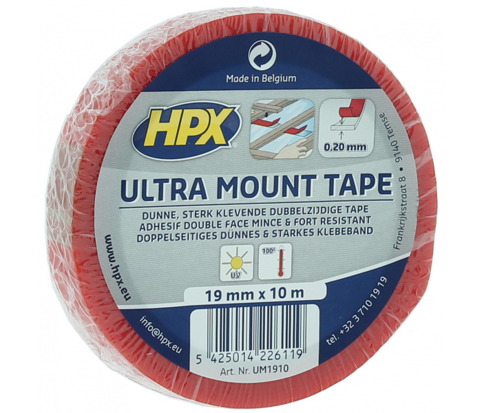 HPX Ultra Dun Dubbelzijdig Tape TRANSPARANT 19mm - 10 meter