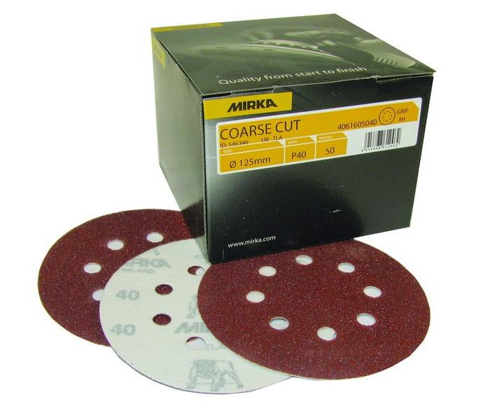 Box 50 125mm Sanding Discs 8 Hole MIrka Coarse Cut Velcro 5" P80