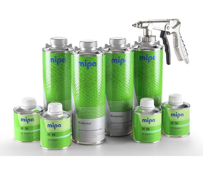 MIPA Protector Bedliner AANKLEURBAAR Set 4 liter + Spuitpistool CROP