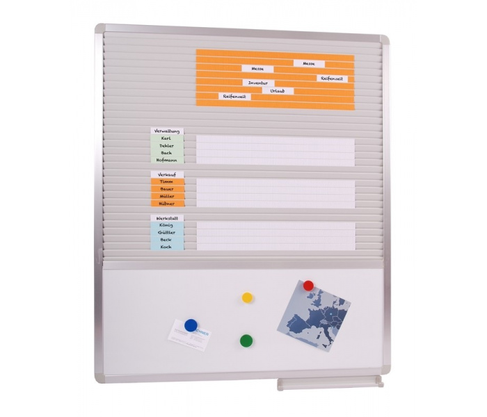 VisiPlan Multipurpose Planning Board Silver (Insertboard with 18 rails and Whiteboard)